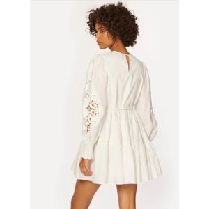Cami NYC | Carolina Tiered Mini Dress Lace Long Sleeves in White Size Small